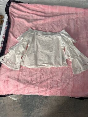 INTERMIX White Off-Shoulder Eyelet Bell Sleeve Top